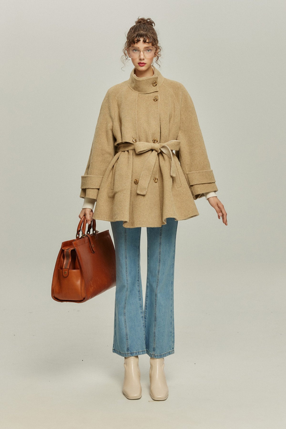 《또 냉동식품을 먹어?》 칼라 2way 울 블렌드 코트-Beige