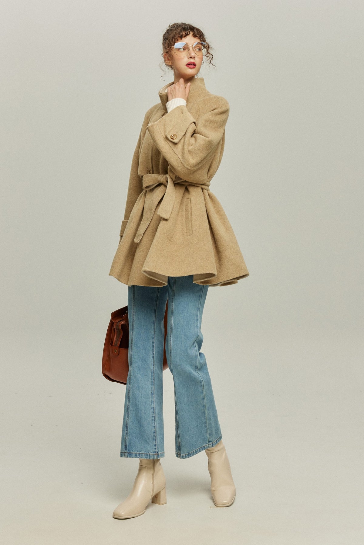 《또 냉동식품을 먹어?》 칼라 2way 울 블렌드 코트-Beige