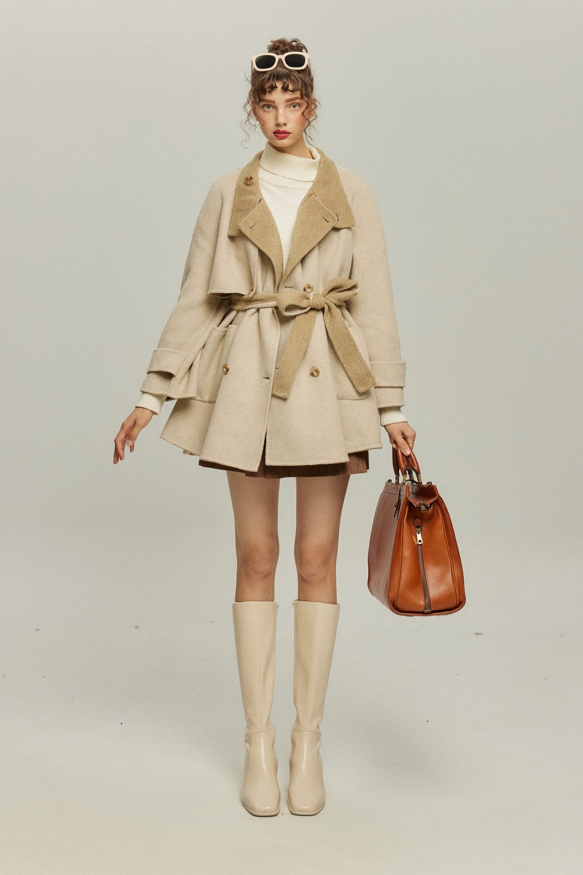 《또 냉동식품을 먹어?》 칼라 2way 울 블렌드 코트-Beige