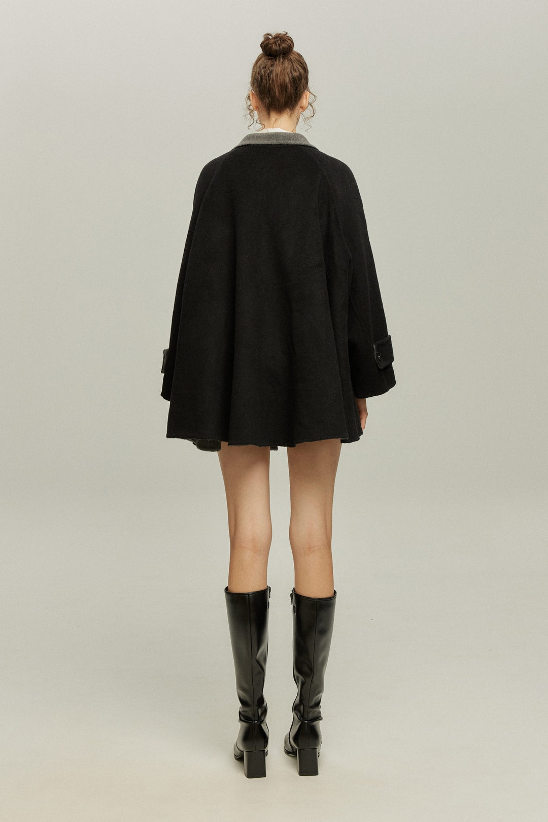 《Are you eating frozen food again? 》2way collar wool blend coat-Gray