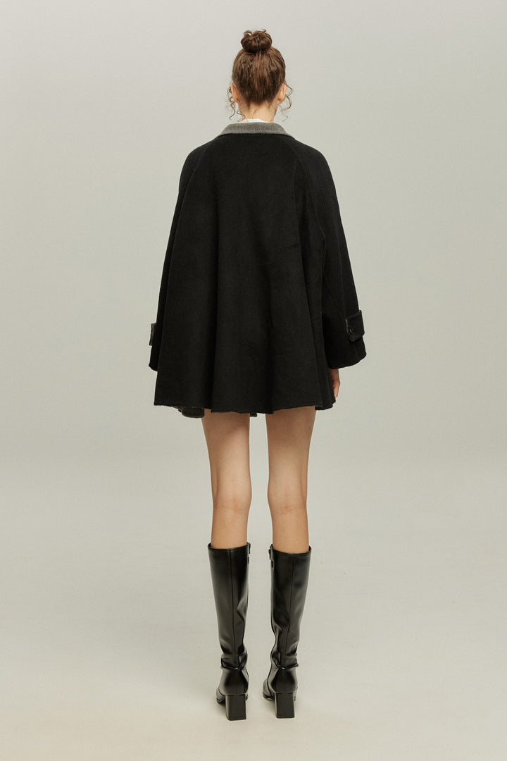 《Are you eating frozen food again? 》2way collar wool blend coat-Gray