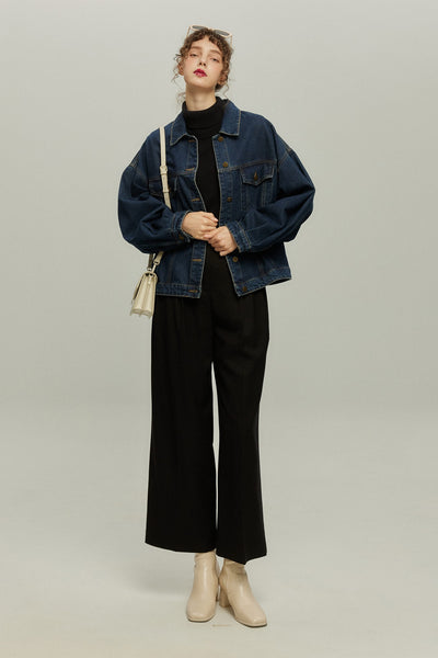 《Facial pack with cucumbers》High waisted flare pants