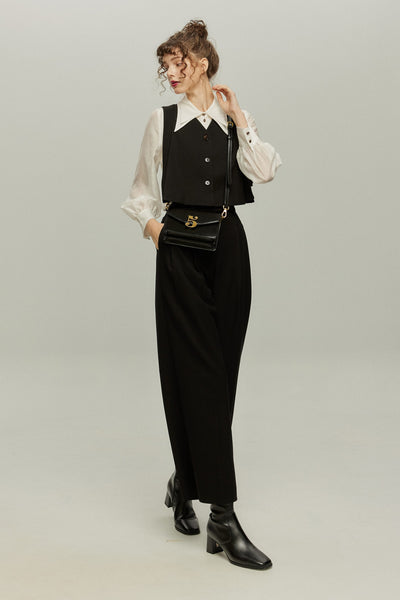 《Facial pack with cucumbers》High waisted flare pants