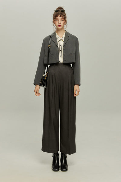 《Facial pack with cucumbers》High waisted flare pants