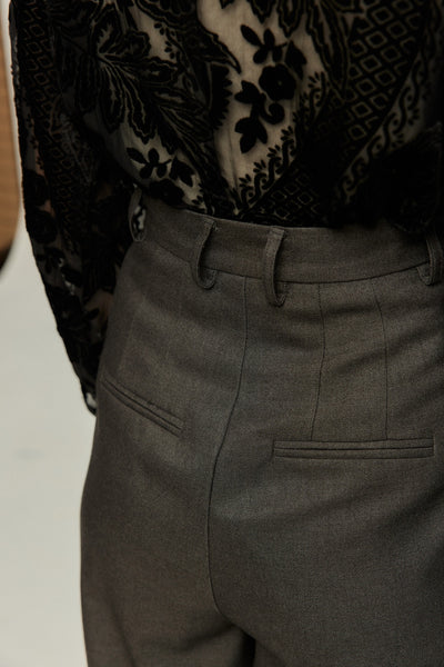 《Facial pack with cucumbers》High waisted flare pants