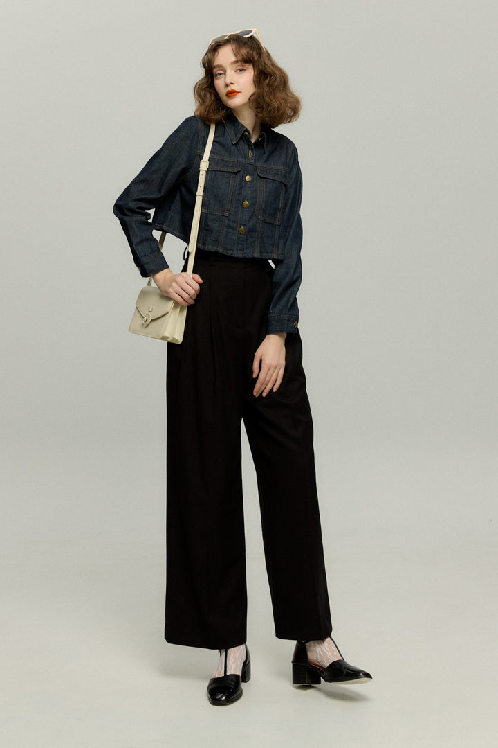 Tnewties もうひとつのダイアリー　クロップドデニムジャケット もうひとつのダイアリー》デニムジャケット-Navy – Tnewties