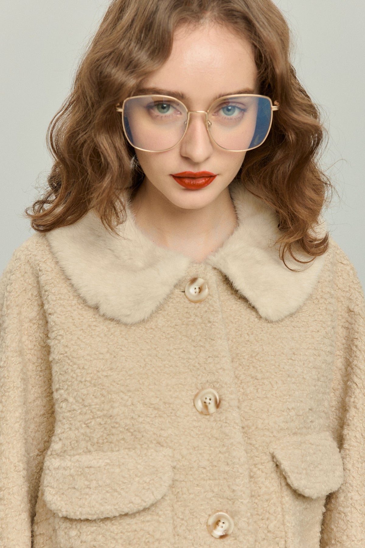 《I added the eyes, nose and mouth》 Dolman sleeve jacket - Beige