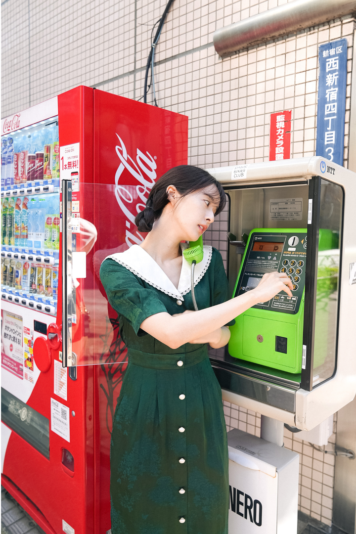 《一籠の包子は何個？》レーストリムジャガードワンピース-Green