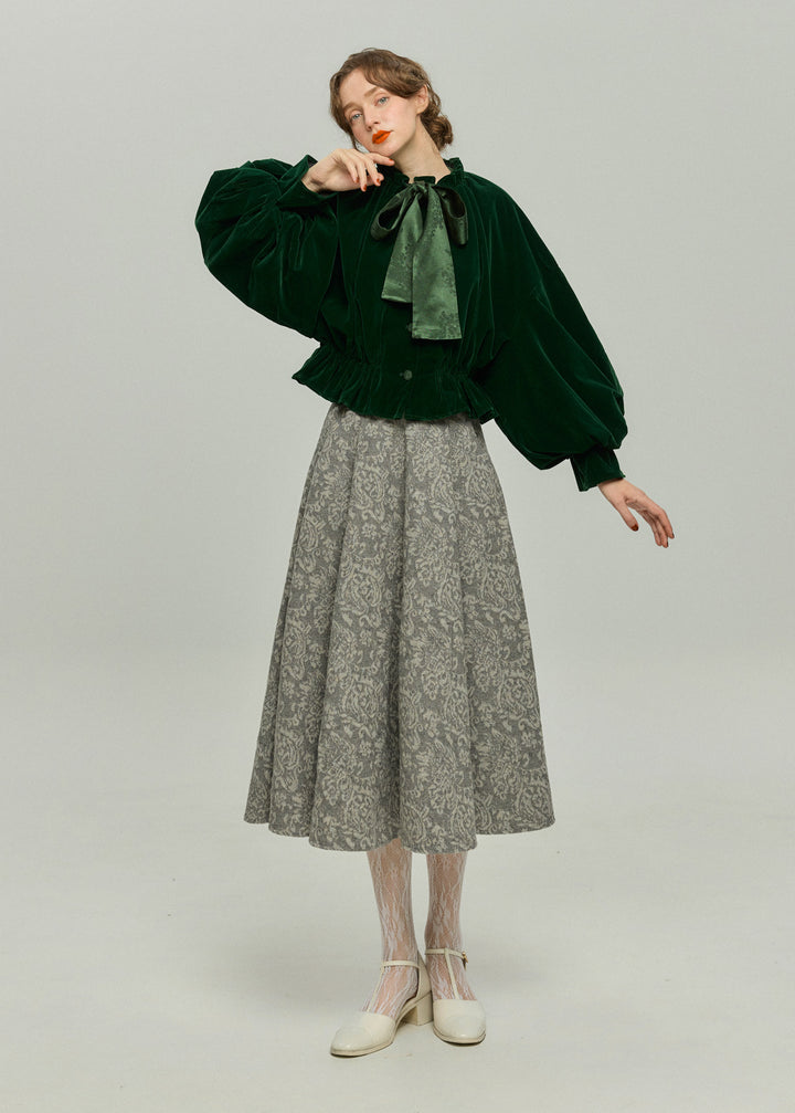 《アルファベット順に並べる》バルーンスリーブリボントップス-Green