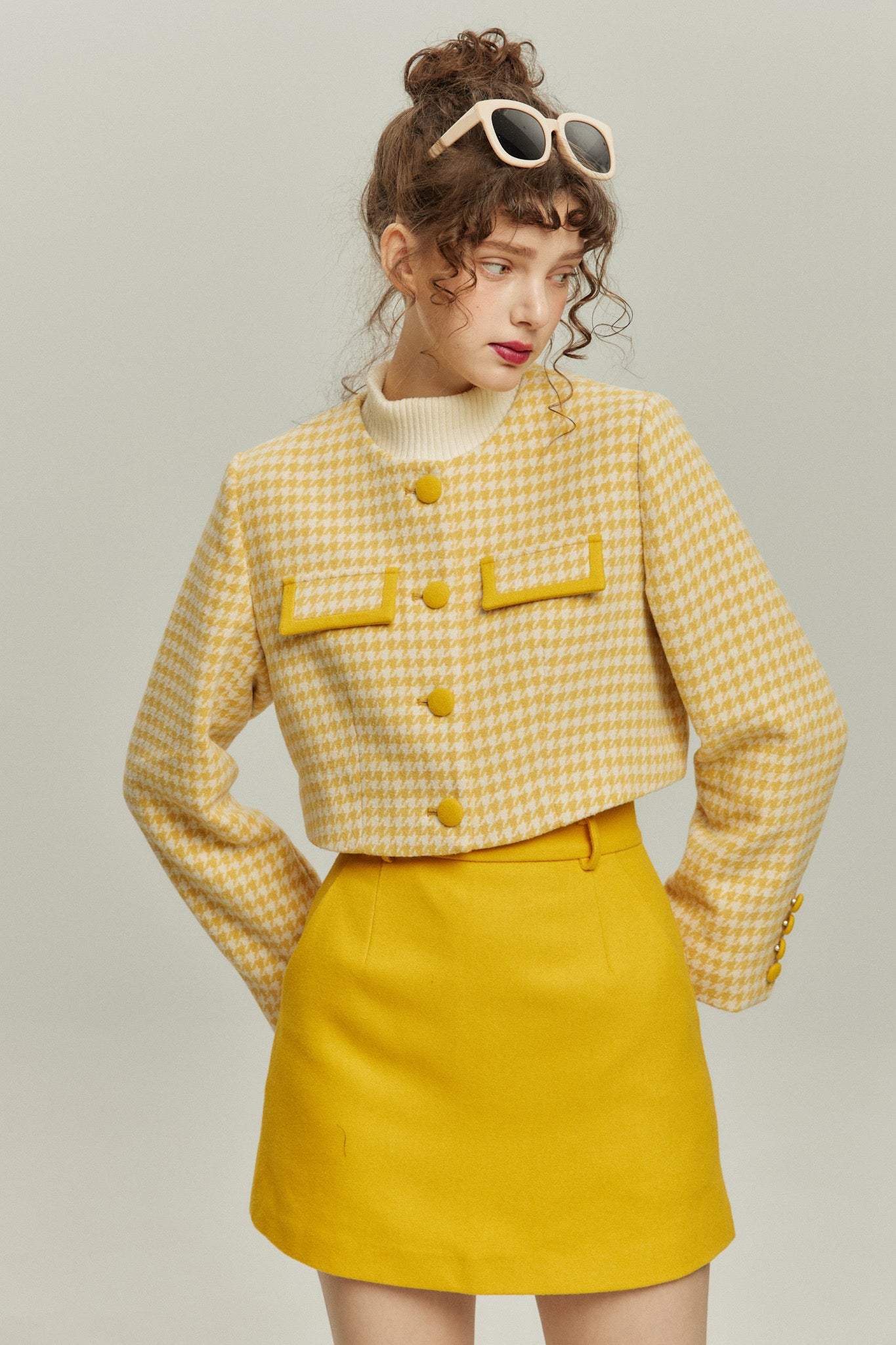 《ペイントパーティー》ウールブレンドミニスカート-Yellow