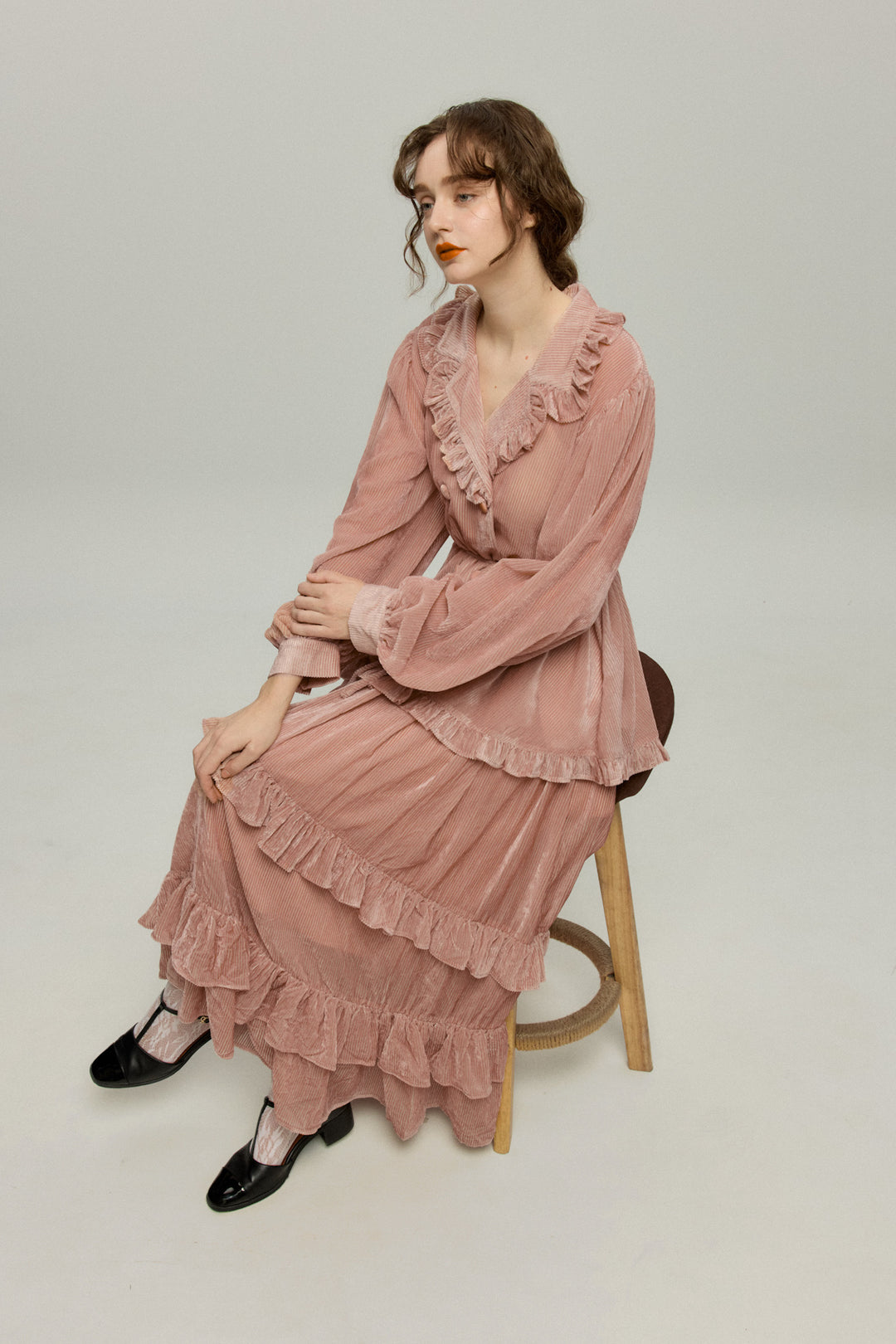 《お城を奪い返しちゃおう》ベルベットサーキュラースカート-Pink