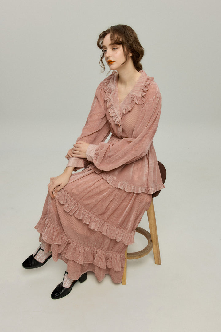 《お城を奪い返しちゃおう》ベルベットサーキュラースカート-Pink