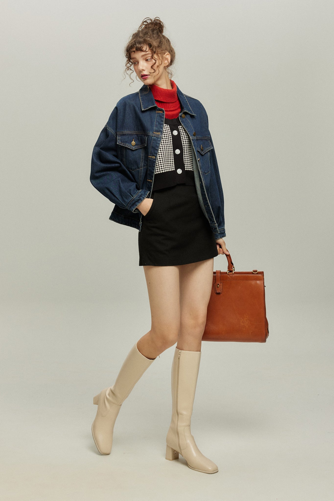 《ペイントパーティー》ウールブレンドミニスカート-Black