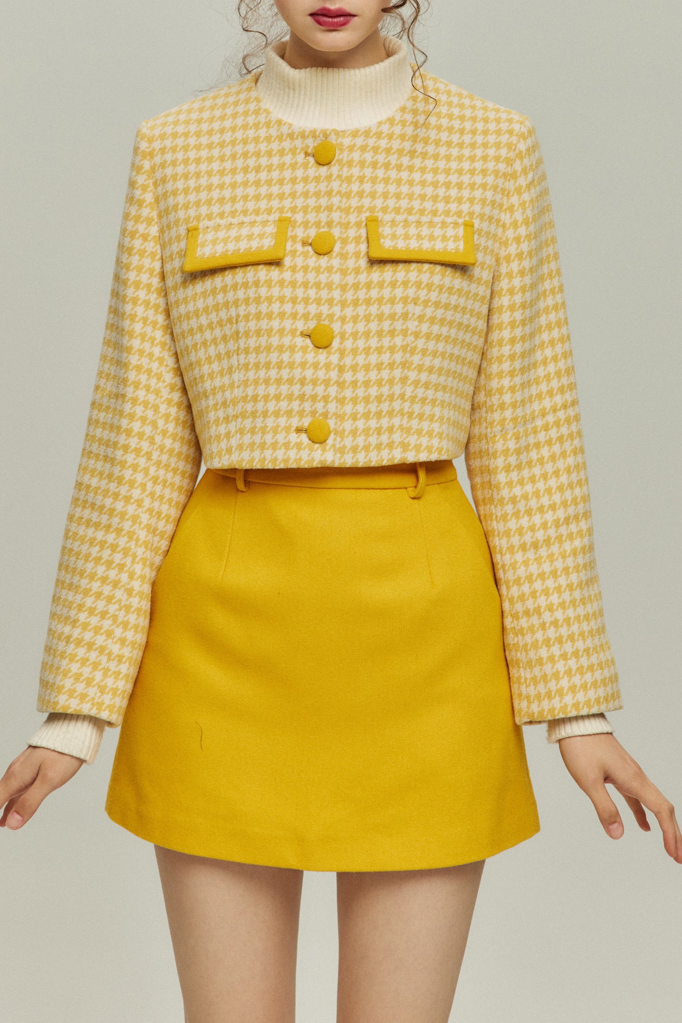 《ペイントパーティー》ウールブレンドミニスカート-Yellow