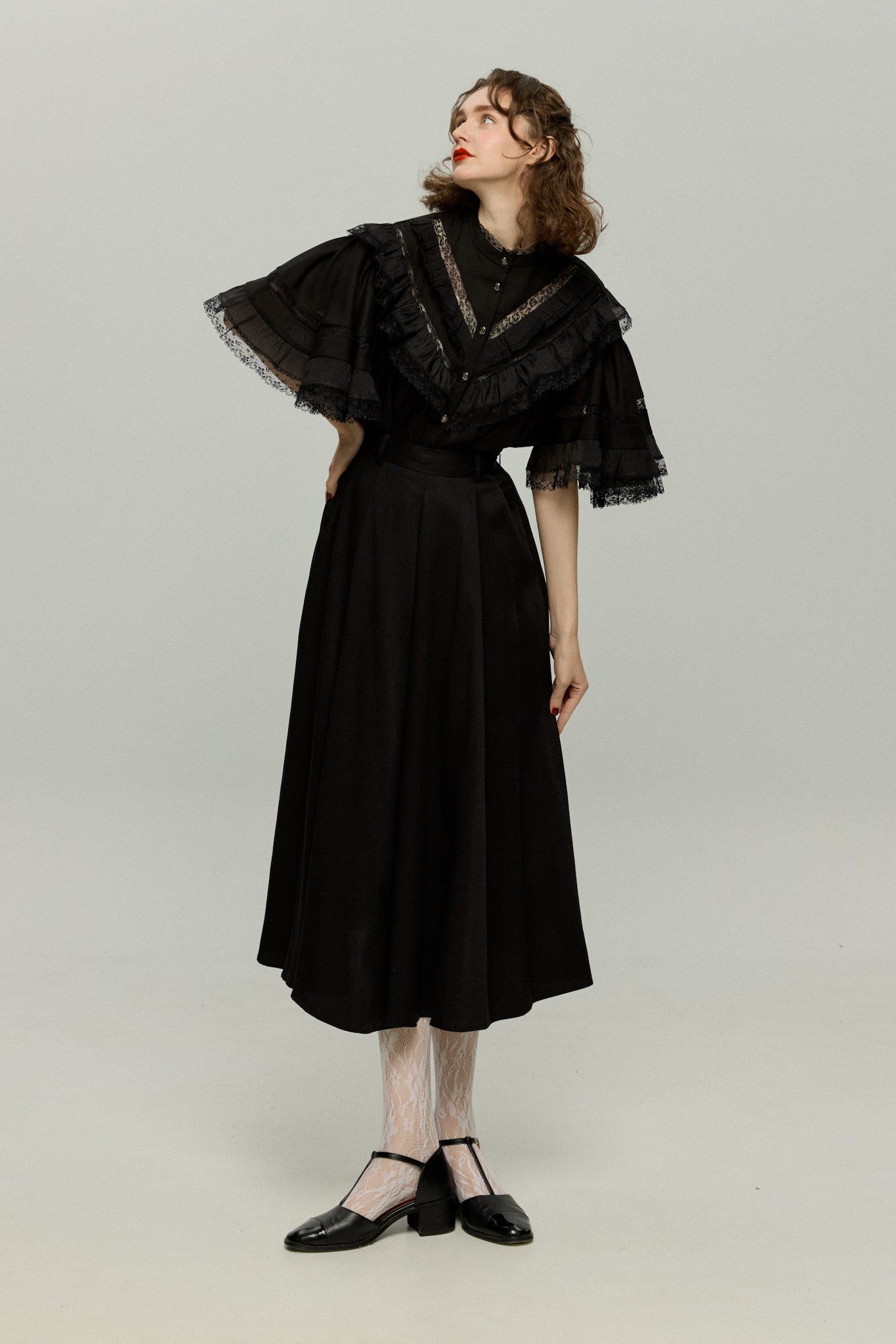 Actually, I have never tried foie gras] High waist flare skirt