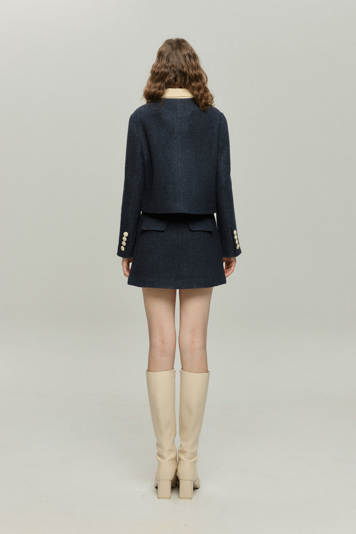 《ネイルサロンを予約しました》ハイウエストAラインスカート-Navy