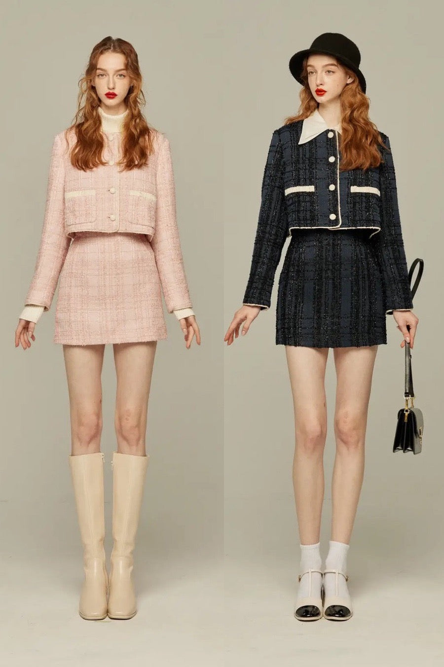 予約したのはファーストクラス》クロップドラメジャケット-Navy – Tnewties