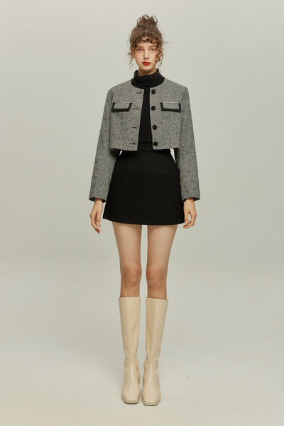 《ペイントパーティー》ウールブレンドミニスカート-Black