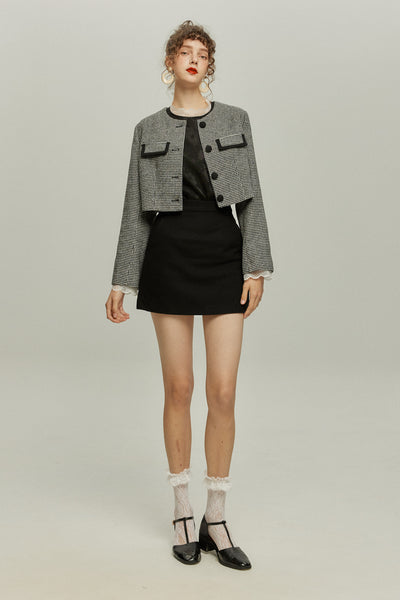 《ペイントパーティー》チェックパターンジャケット-Black