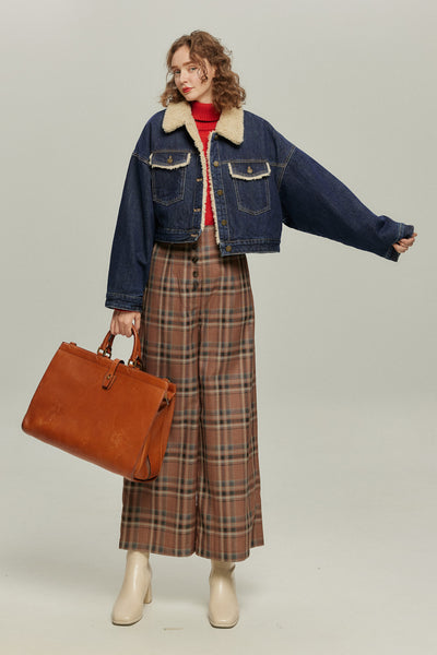 《犬のバルーンアート》ボアデニムジャケット-Navy