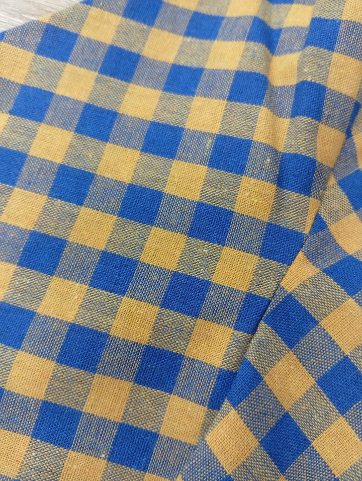 《パン屋から噂話が流れてきた》ハイウエストフレアチェックスカート-Yellow