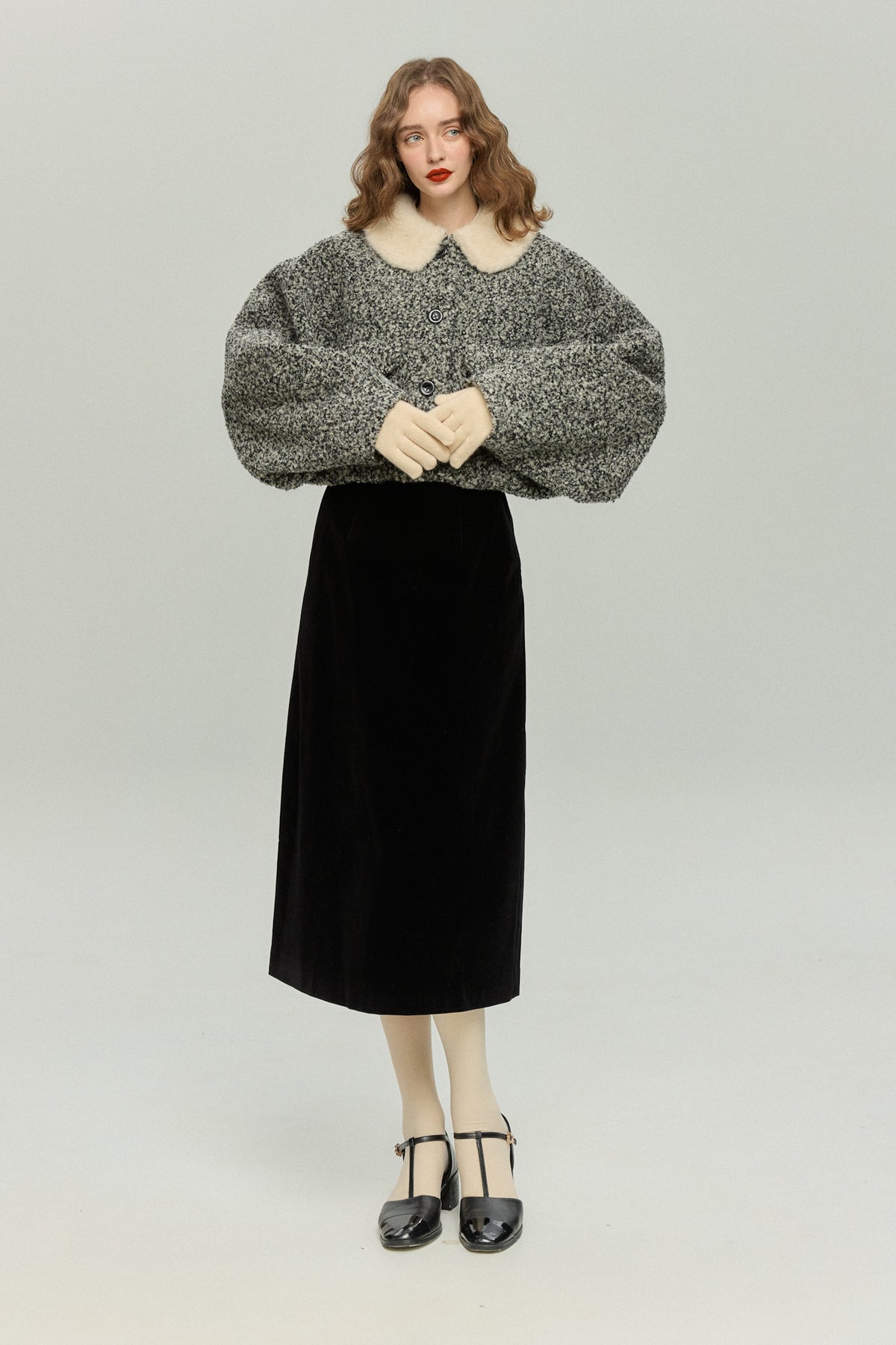 《I added the eyes, nose and mouth》 Dolman sleeve jacket - Black