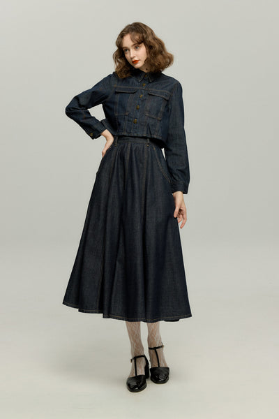 《もうひとつのダイアリー》デニムスカート-Navy