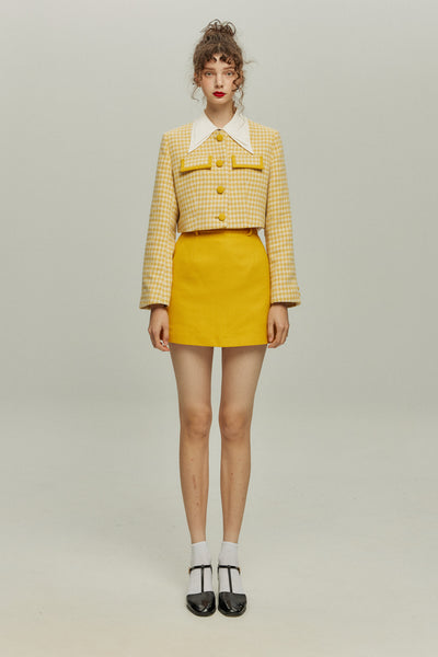 《ペイントパーティー》ウールブレンドミニスカート-Yellow