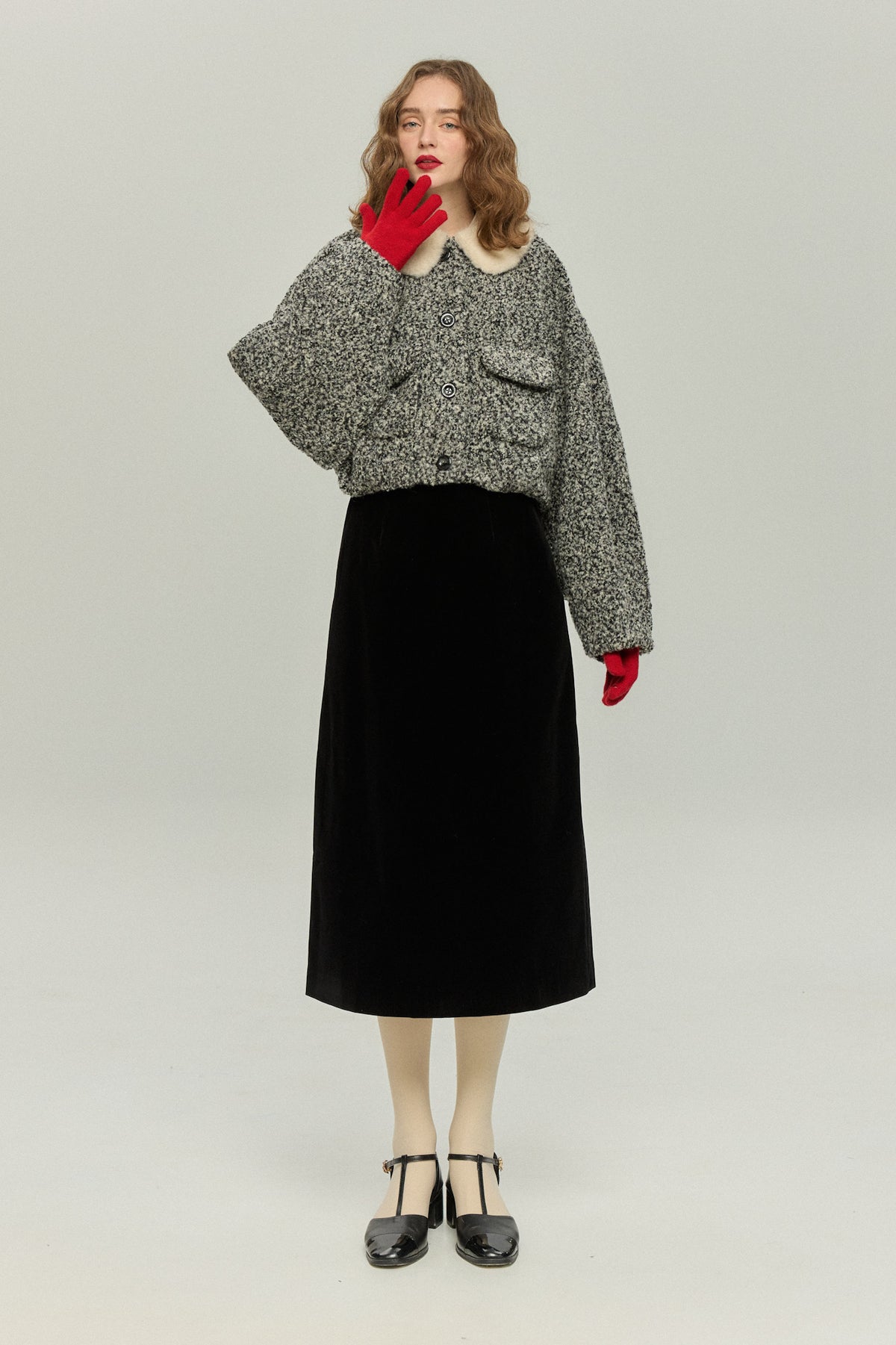 《I added the eyes, nose and mouth》 Dolman sleeve jacket - Black