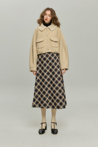 TNEWTIES《우유 배달 가게에게 인사한다》⚪︎⚪︎ 플레어 롱 스커트-Navy