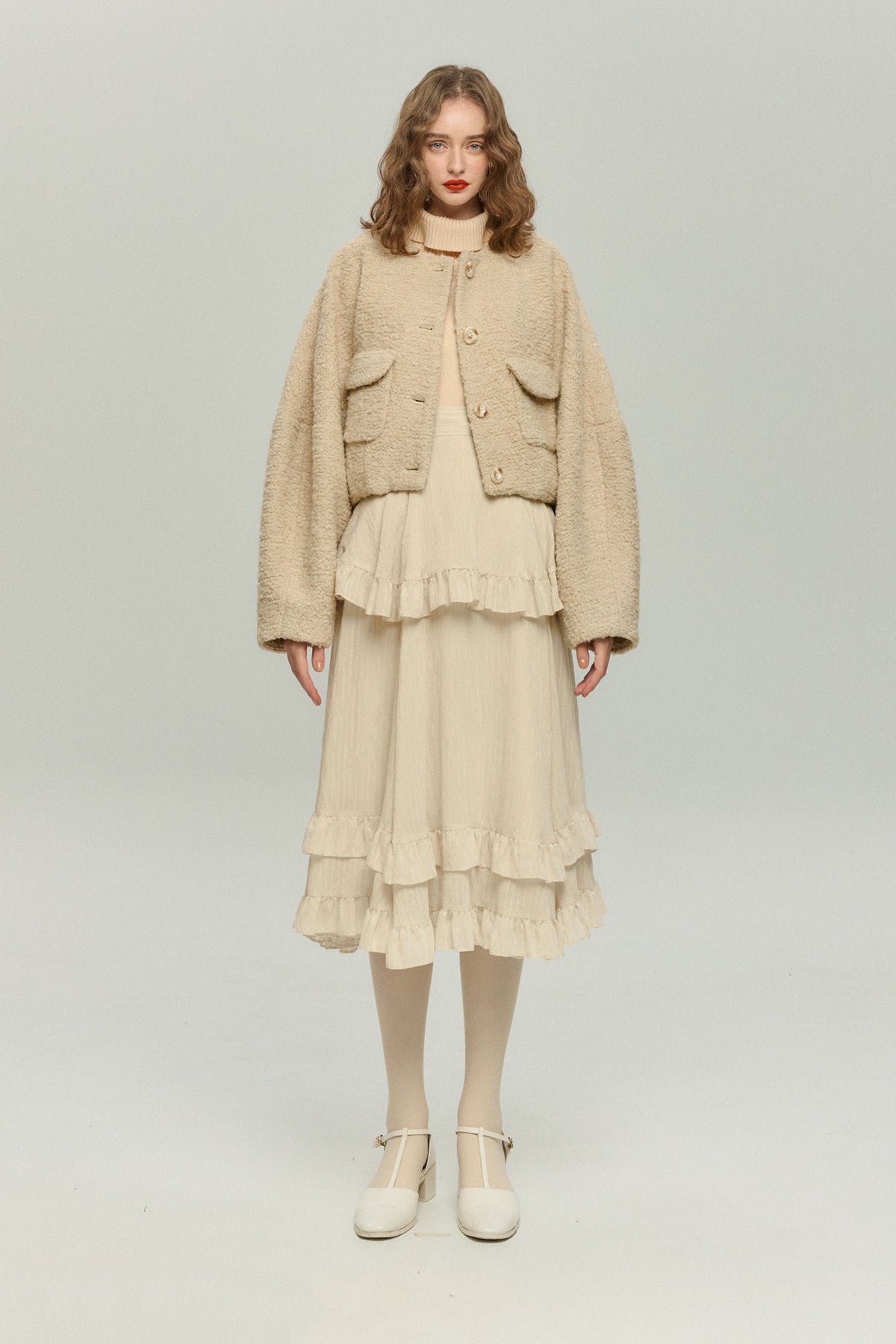 《I added the eyes, nose and mouth》 Dolman sleeve jacket - Beige