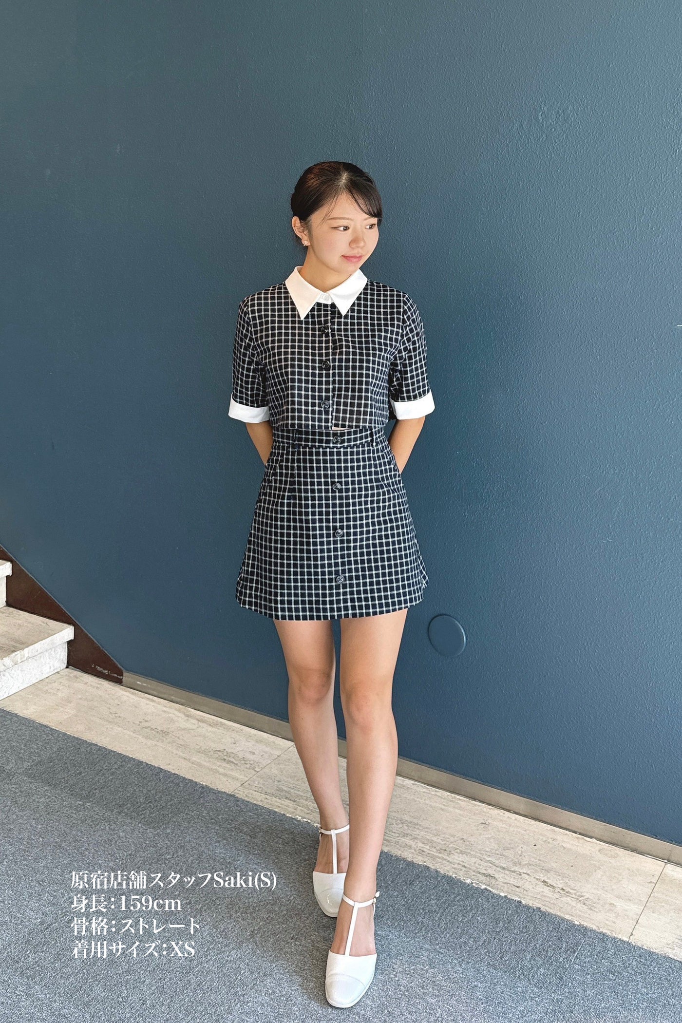 《Last piece of puzzle》High waist checkered skirt