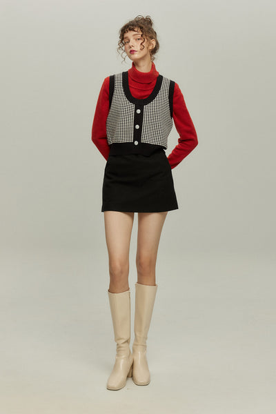 《ペイントパーティー》ウールブレンドミニスカート-Black