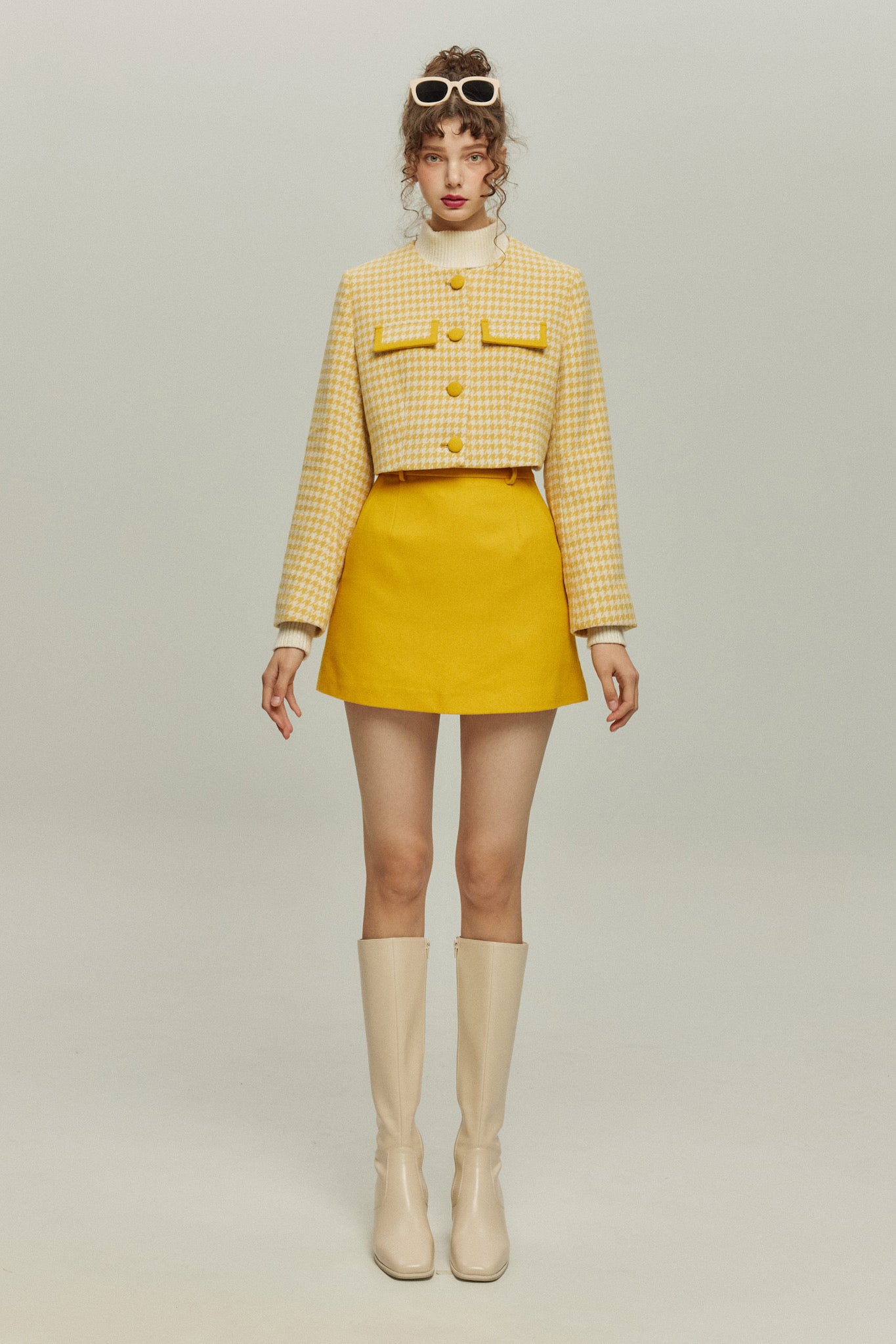 《ペイントパーティー》ウールブレンドミニスカート-Yellow