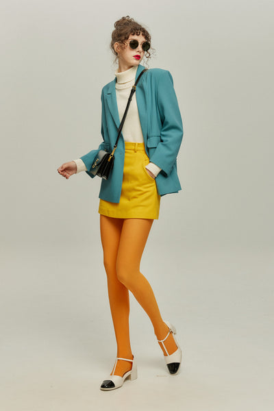 《ペイントパーティー》ウールブレンドミニスカート-Yellow