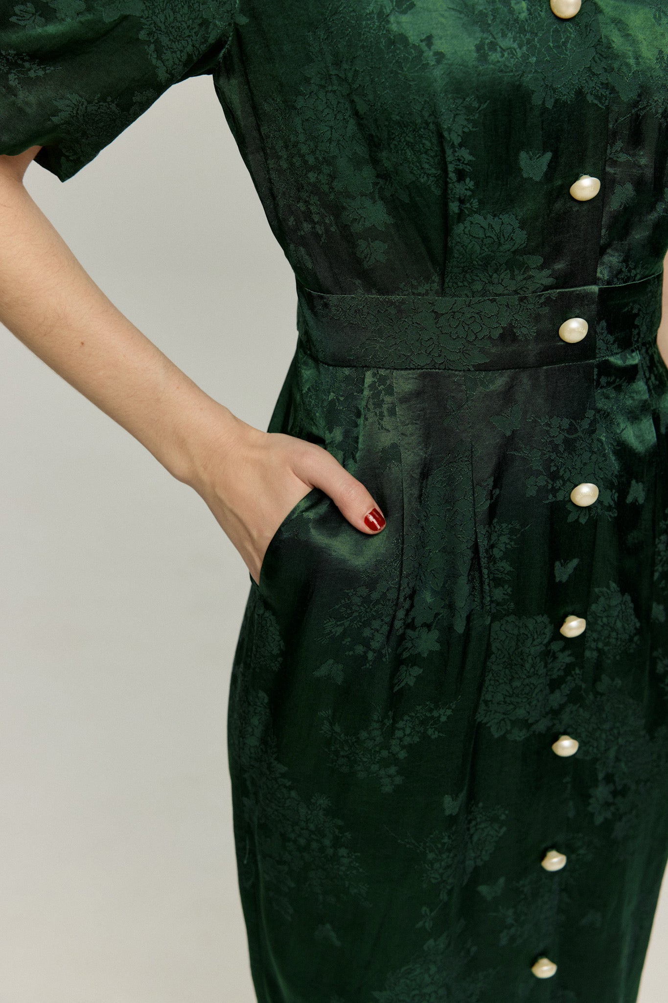 一籠の包子は何個？》レーストリムジャガードワンピース-Green – Tnewties