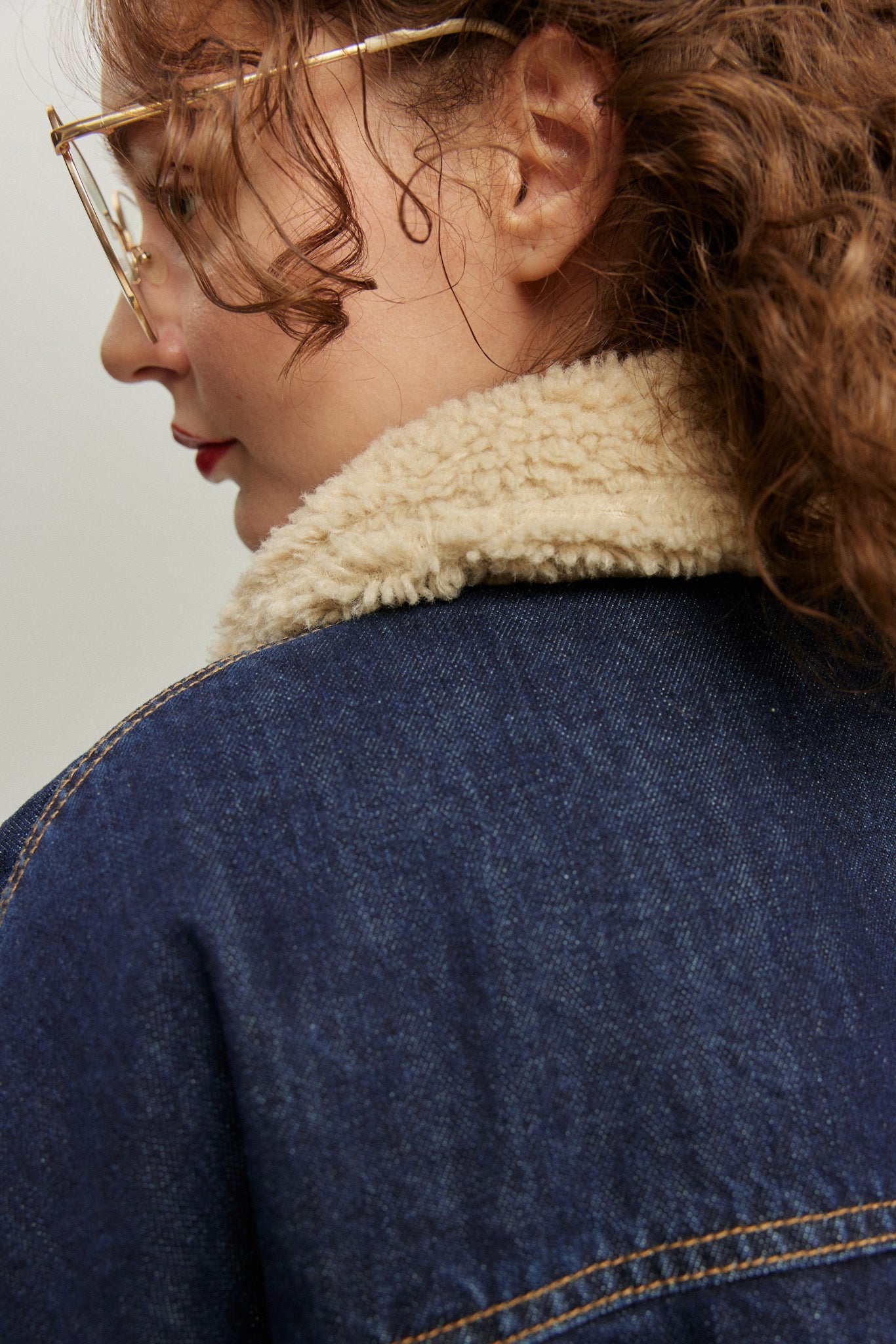 《犬のバルーンアート》ボアデニムジャケット-Navy