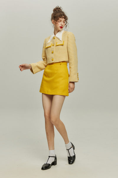 《ペイントパーティー》チェックパターンジャケット-Yellow