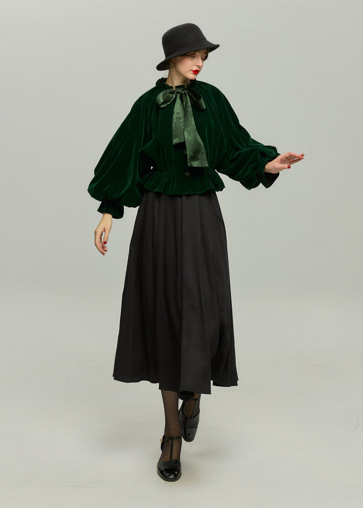 《アルファベット順に並べる》バルーンスリーブリボントップス-Green