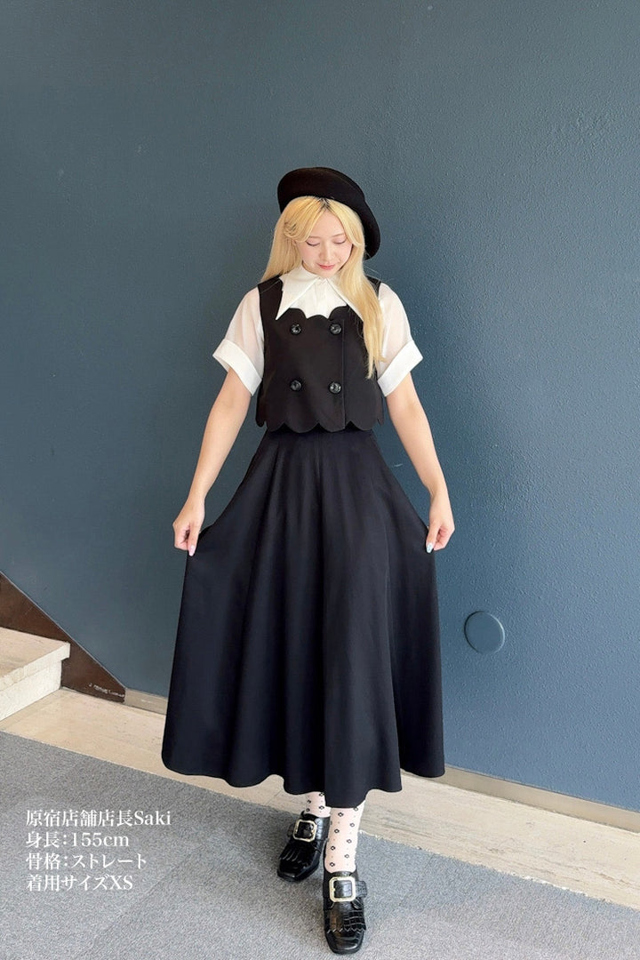 tnewties 〈そばかすができた〉 スカラップデザインダブルブレストベスト そばかすができた》スカラップデザインダブルブレストベスト