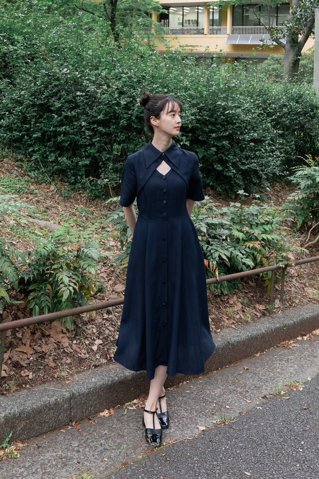 《魔法を一振りして》クラシカルシャツドレス-Navy