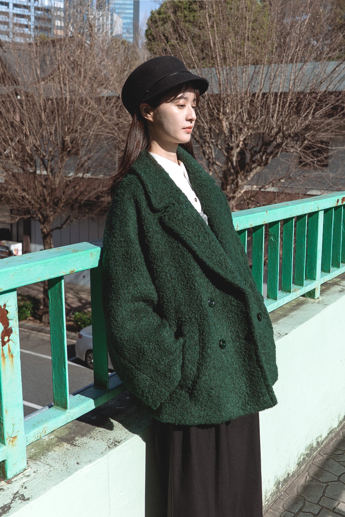 《デザートお願いします》ダブルブレストジャケット-Green 着用例 164cm
      アウターM着用