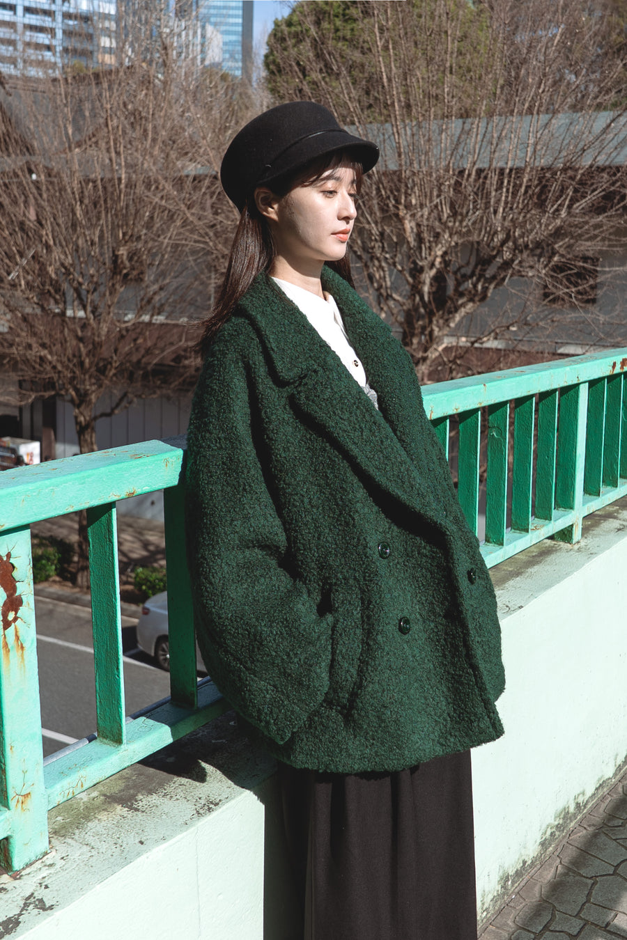 《デザートお願いします》ダブルブレストジャケット-Green 着用例 164cm
      アウターM着用