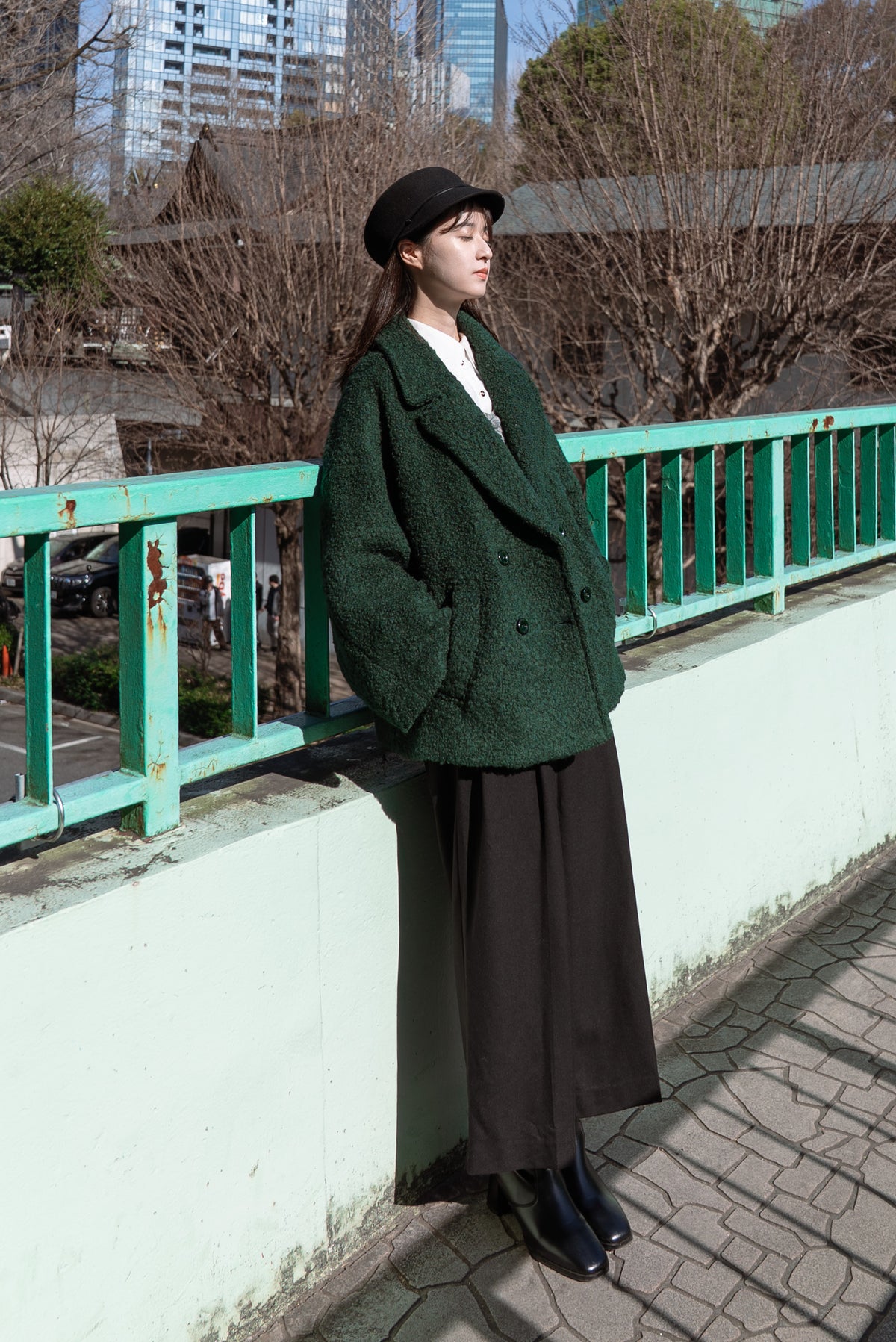《デザートお願いします》ダブルブレストジャケット-Green 着用例 164cm
      アウターM着用