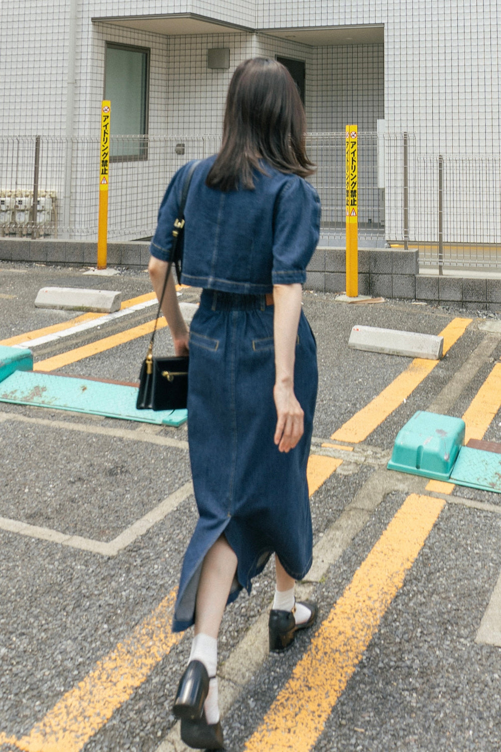 犬九匹まとめてお散歩中》ダブルブレストデニムトップス-Navy – Tnewties