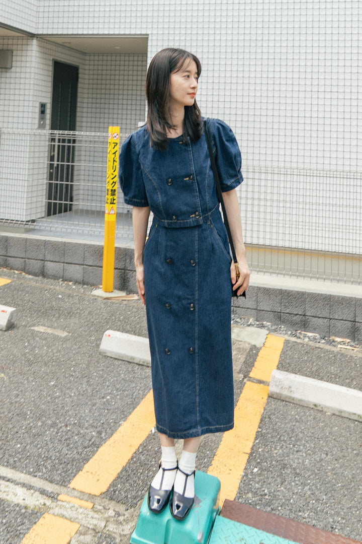 TNEWTIES《Walking with nine dogs》Denim tops-Navy