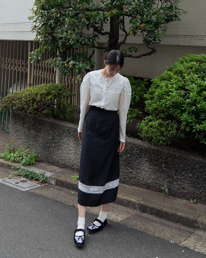 《実はこれ、宝の地図だった》ストレートシルエットハイウエストスカート-Black