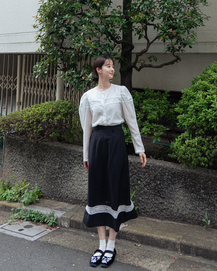 《実はこれ、宝の地図だった》ストレートシルエットハイウエストスカート-Black