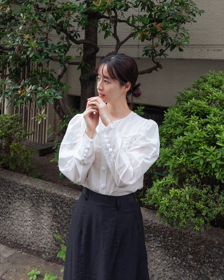 《実はこれ、宝の地図だった》マトンスリーブトップス-White