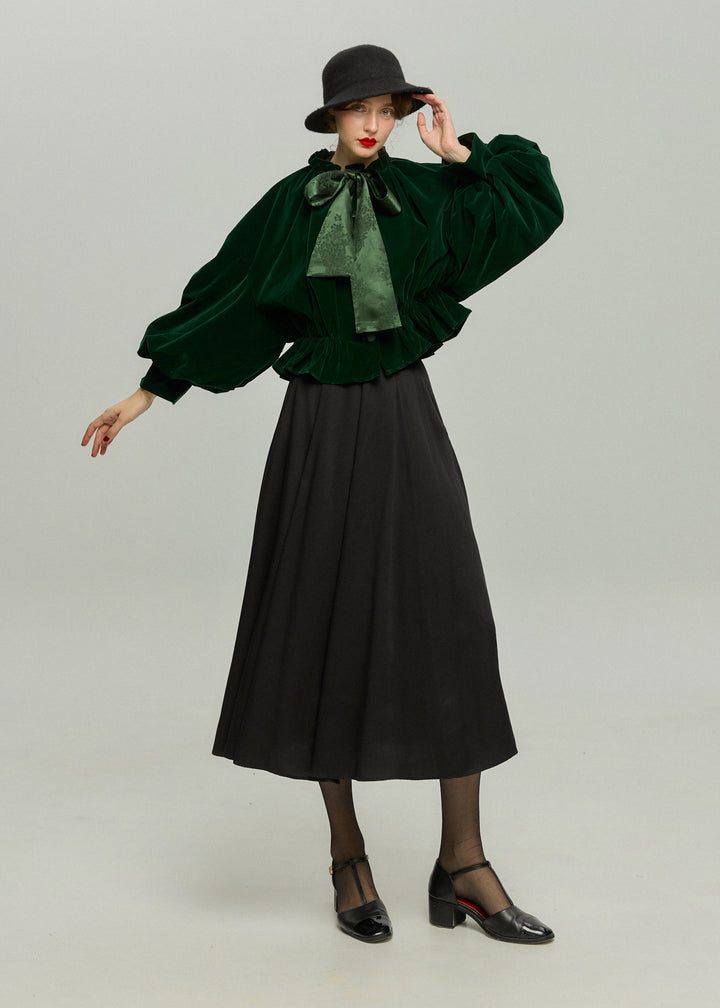 《アルファベット順に並べる》バルーンスリーブリボントップス-Green
